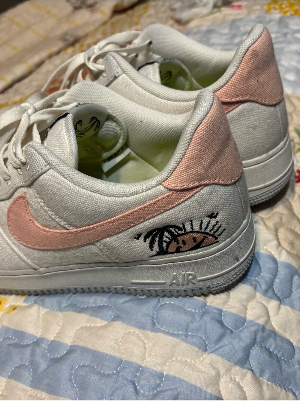 White Canvas Women's Sneakers with Pink Accents